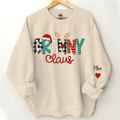 Aperturee - Christmas Plaid Claus Custom Grandma Kids Sweatshirt