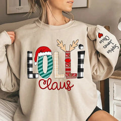 Aperturee - Christmas Plaid Claus Custom Grandma Kids Sweatshirt