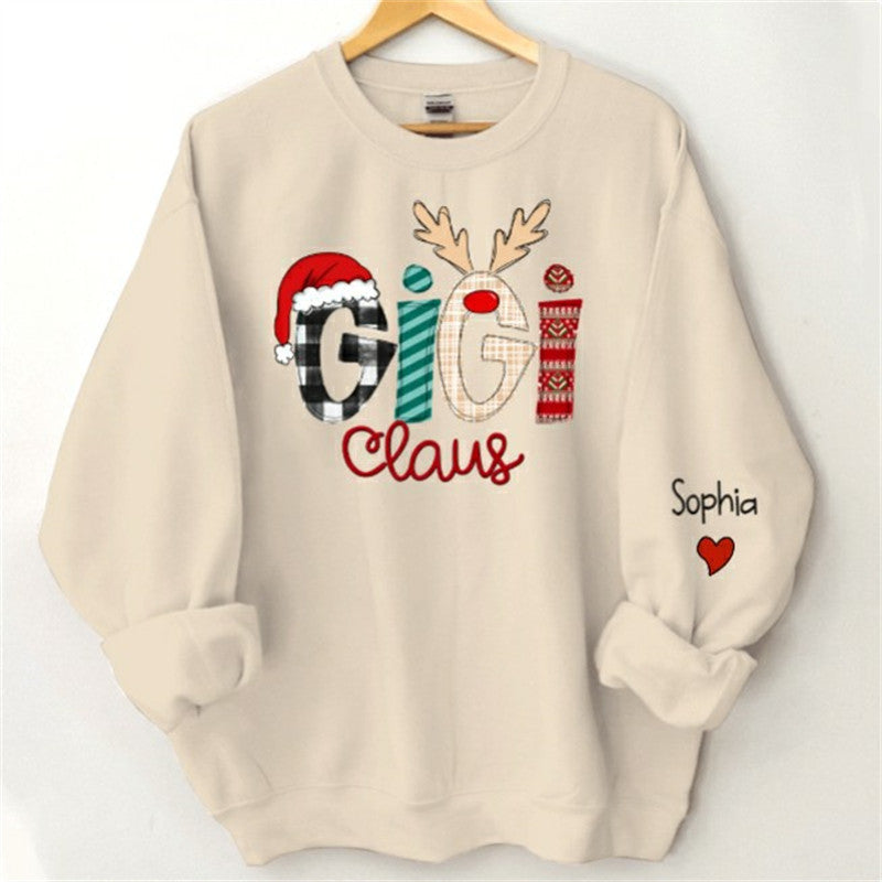 Aperturee - Christmas Plaid Stripe Claus Custom Grandma Sweatshirt