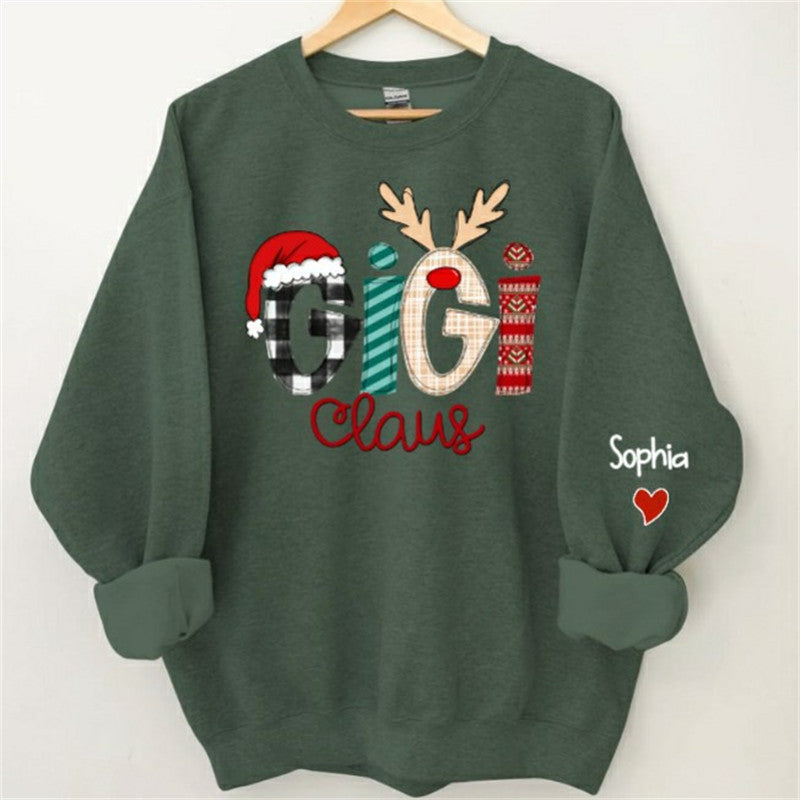 Aperturee - Christmas Plaid Stripe Claus Custom Grandma Sweatshirt