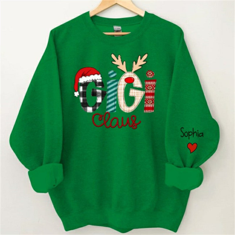 Aperturee - Christmas Plaid Stripe Claus Custom Grandma Sweatshirt