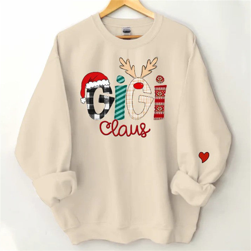 Aperturee - Christmas Plaid Stripe Claus Custom Grandma Sweatshirt