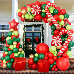 Aperturee - Christmas Red Gold Green Candy Garland Balloon Arch Kit | Party Decorations