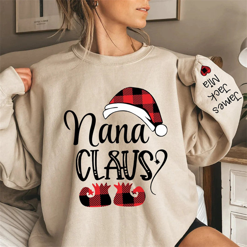 Aperturee - Christmas Santa Hat Shoes Custom Nana Kids Sweatshirt