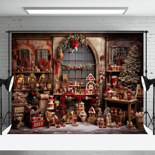 Aperturee - Christmas Santa House Window Photography Backdrop