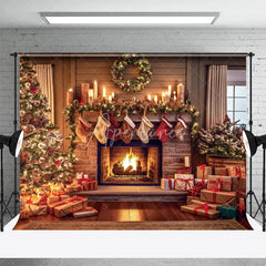 Aperturee - Christmas Tree Fireplace Stocks Photography Backdrop