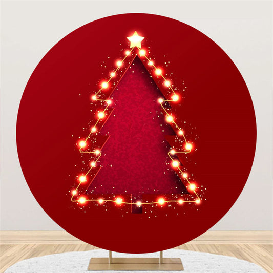 Lofaris Christmas Tree Simple Red Light Circle Backdrop