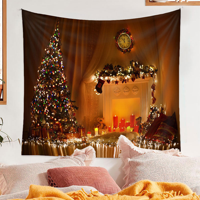 Aperturee - Christmas Tree Warm Light Candle Holiday Backdrop