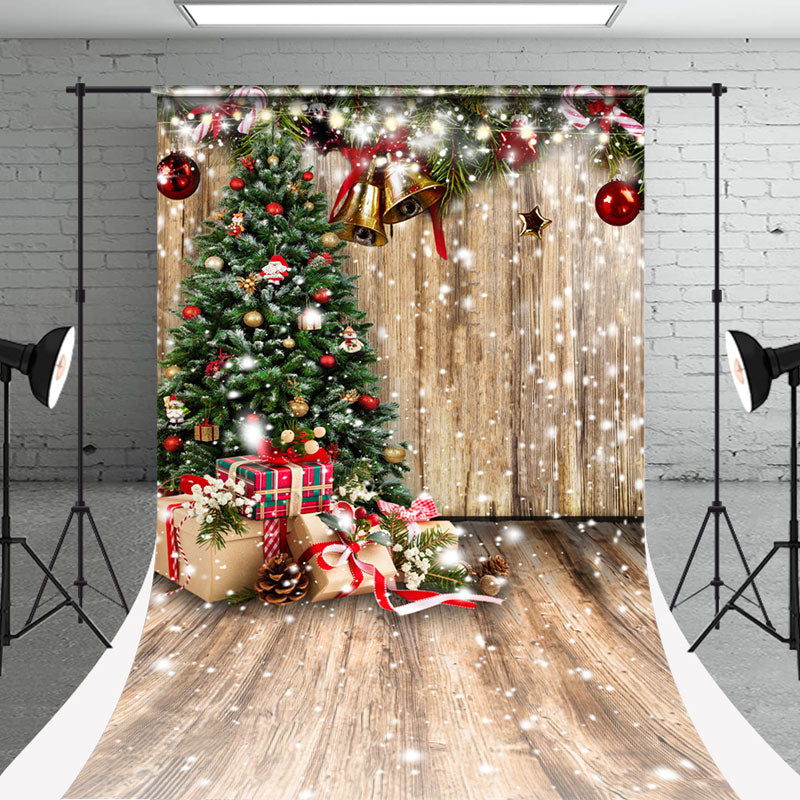 Aperturee - Christmas Tree Wood Gift Photoshoot Sweep Backdrop