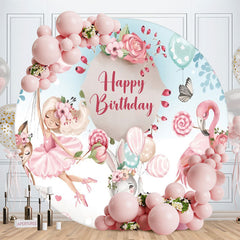 Aperturee - Circle Animals And Pink Girls Birthday Backdrop