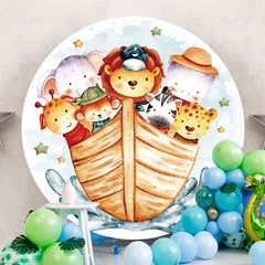 Aperturee - Circle Animals On Board Happy Birthday Backdrop