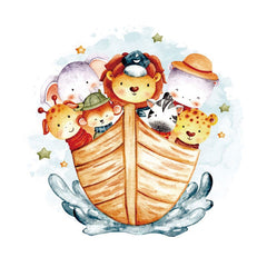 Aperturee - Circle Animals On Board Happy Birthday Backdrop