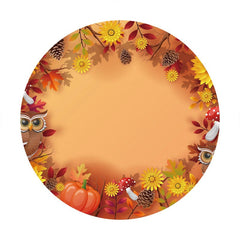 Aperturee - Circle Autumn Leaves Birthday Backdrop For Decoration