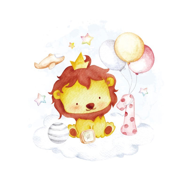 Aperturee - Circle Baby Lion Theme Baby Shower Backdrop