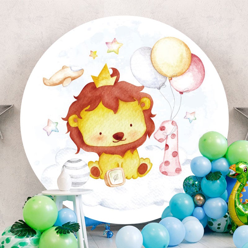 Aperturee - Circle Baby Lion Theme Baby Shower Backdrop