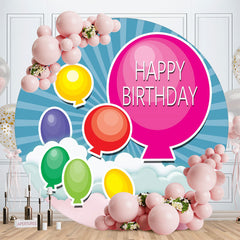 Aperturee - Circle Big Pink Happy Birthday Ballon Backdrop