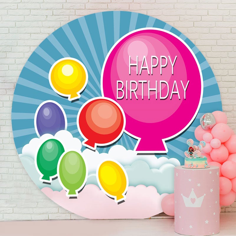 Aperturee - Circle Big Pink Happy Birthday Ballon Backdrop