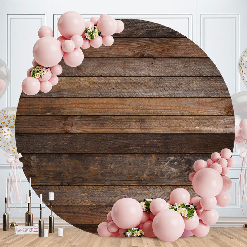 Aperturee - Circle Browen Nature Wooden Backdrop For Birthday Party