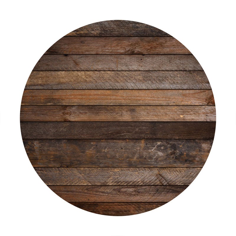 Aperturee - Circle Browen Nature Wooden Backdrop For Birthday Party