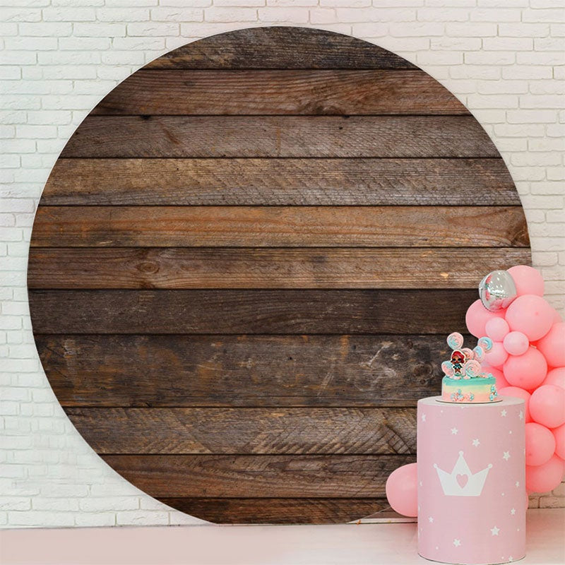 Aperturee - Circle Browen Nature Wooden Backdrop For Birthday Party