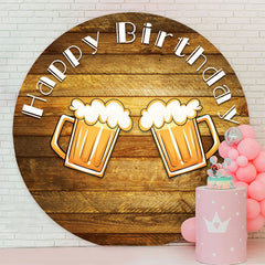 Aperturee - Circle Cheers To Happy Birthday Party Wooden Backdrop