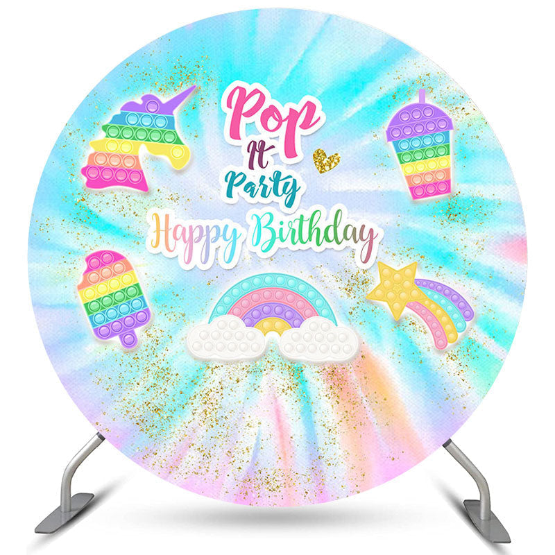 Aperturee Circle Colorful Rainbow Pop It Birthday Party Backdrop