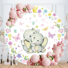 Aperturee - Circle Elephants And Love Baby Shower Backdrop
