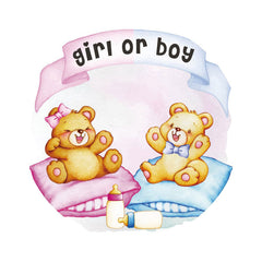 Aperturee - Circle Girl Or Boy Bear Round Baby Shower Backdrop