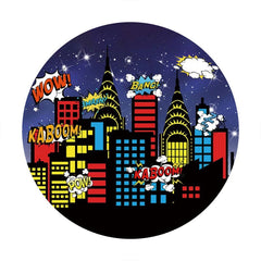 Aperturee - Circle Glitter Night And Buildings Birthday Backdorp