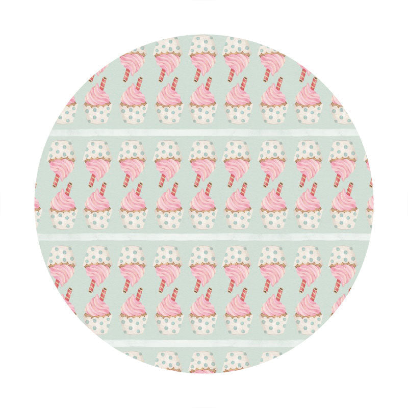 Aperturee - Circle Ice Cream Round Green Birthday Bacdkrop