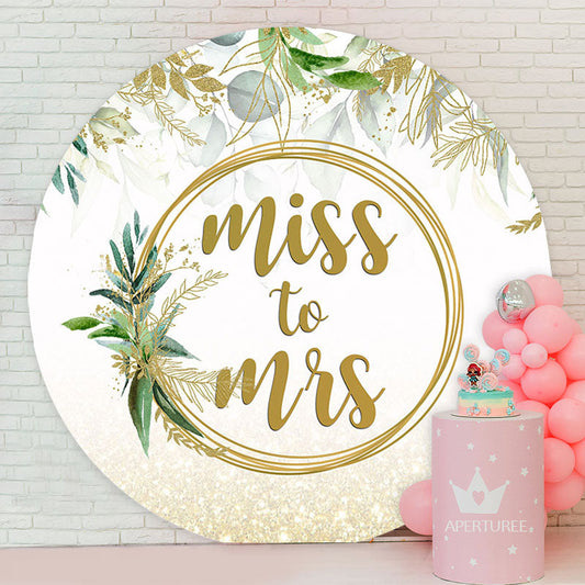 Aperturee - Circle Miss To Mrs Leaf Simple Wedding Backdrop
