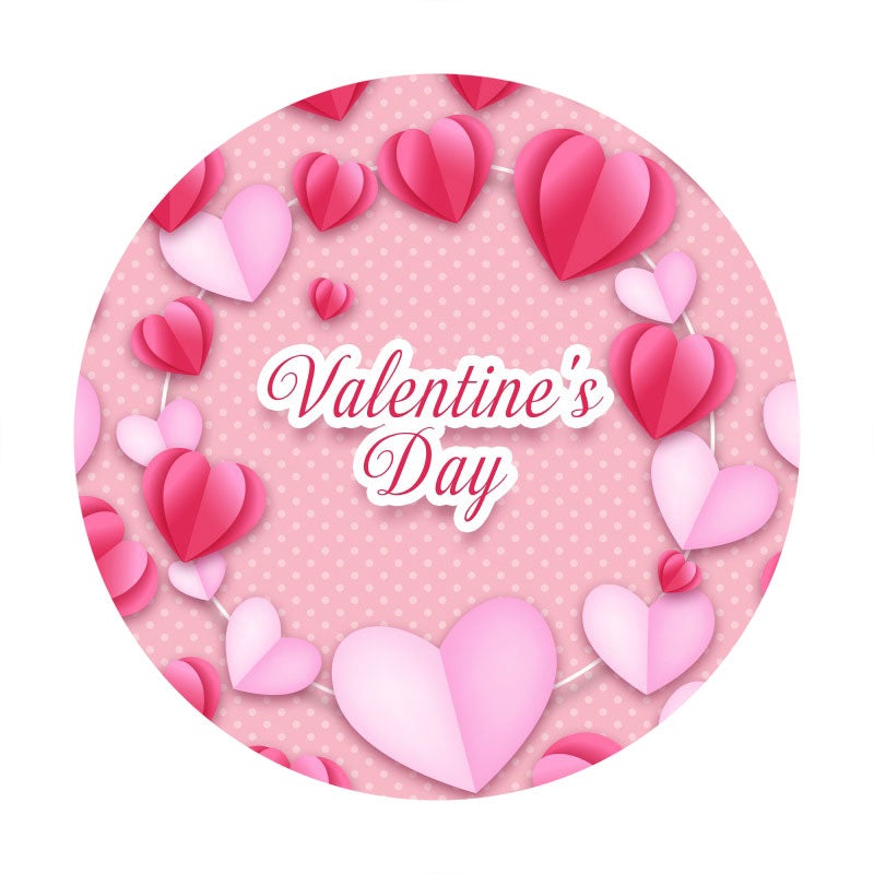 Aperturee - Circle Pink Love Happy Valentines Day Backdrop