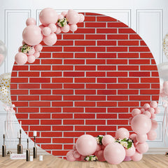 Aperturee - Circle Red Bricks Birthday Decoration Backdrop