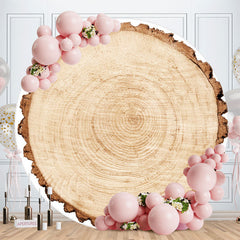Aperturee - Circle Simple Nature Log Wood Backdrop For Birthday