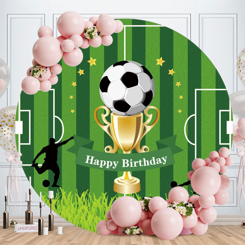 Aperturee - Circle Soccer And Glassland Birthday Backdrop
