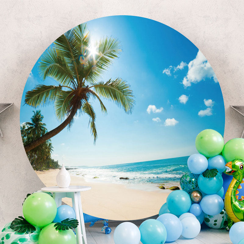 Aperturee - Circle Sun And Coconut Summer Beach Backdrop