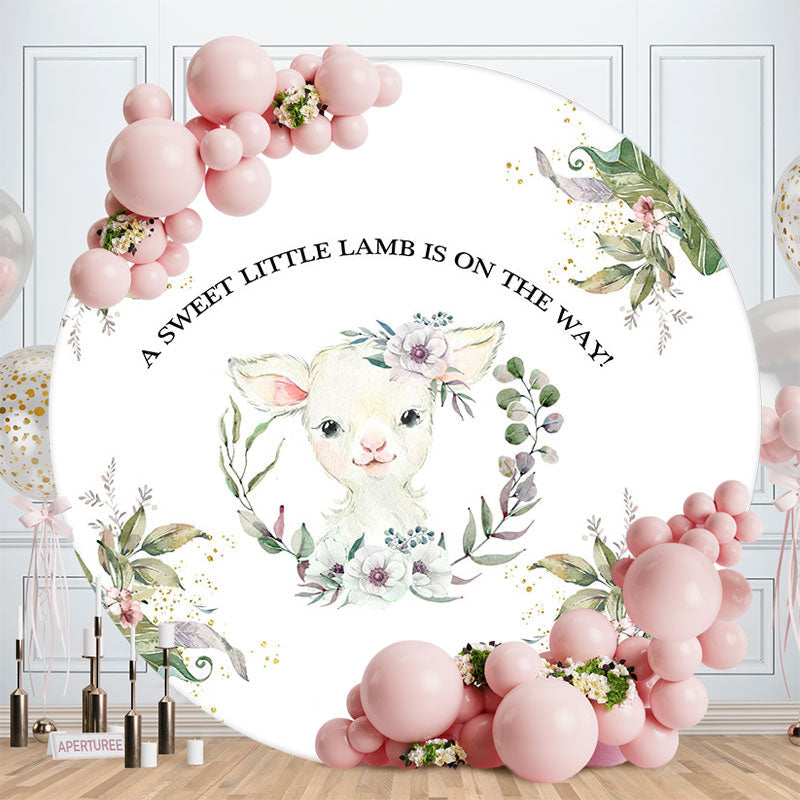 Aperturee - Circle Sweet White Lamb Backdrop For Baby Shower