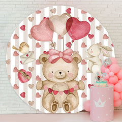 Aperturee - Circle Teddy Bear And Rabbit Valentines Backdrop