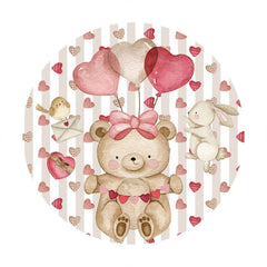 Aperturee - Circle Teddy Bear And Rabbit Valentines Backdrop