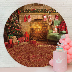 Aperturee - Circle Warm House Happy Christmas Day Backdrop