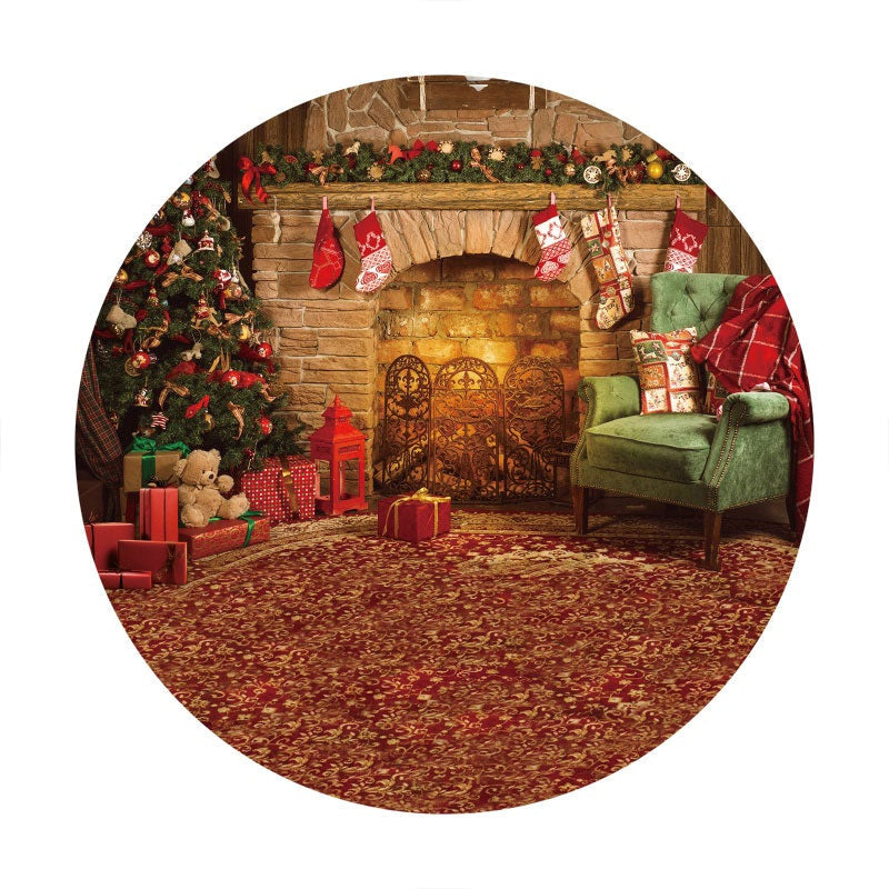 Aperturee - Circle Warm House Happy Christmas Day Backdrop