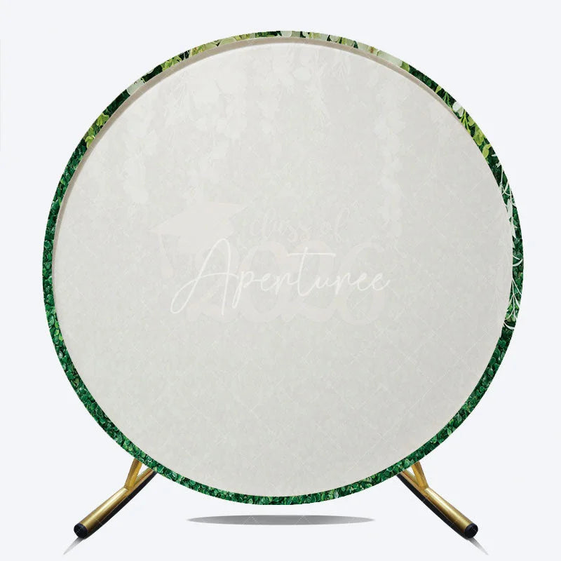 Aperturee - Circle White Floral Green Leaf Class Of 2026 Backdrop