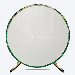 Aperturee - Circle White Floral Green Leaf Class Of 2026 Backdrop