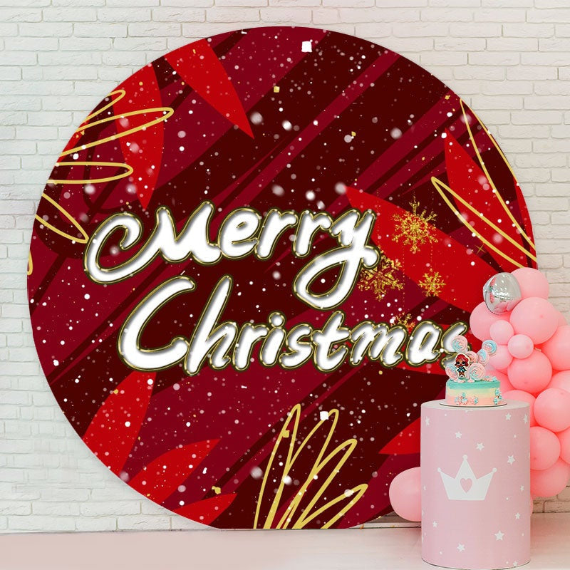 Aperturee - Circle White Snowflake Red Christmas Backdrop