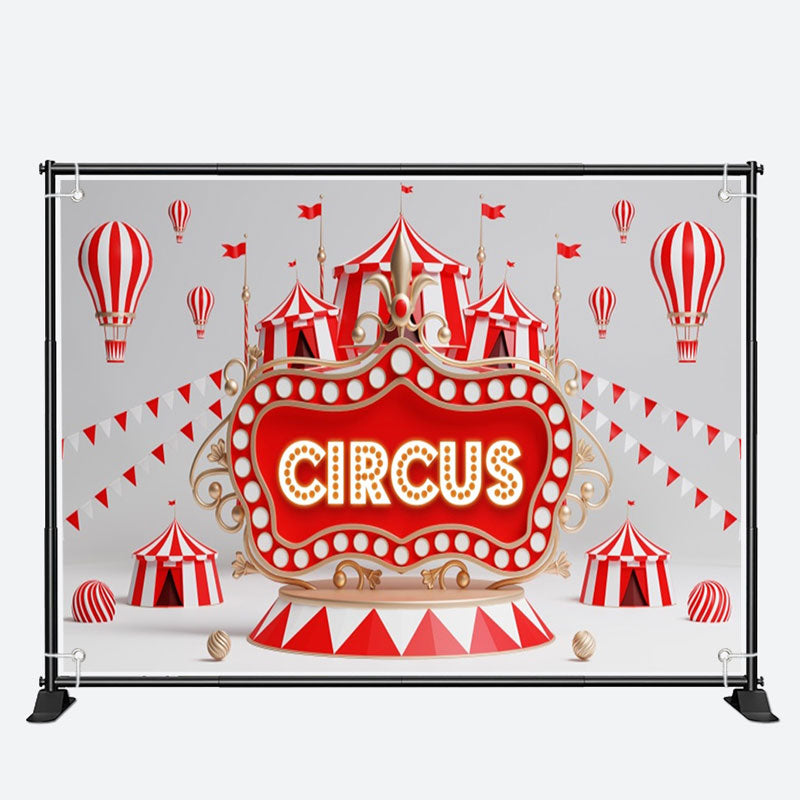 Aperturee - Circus Red Light Sign Flags Tent Birthday Backdrop