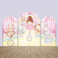 Aperturee - Circus Show Girl Animals Birthday Arch Backdrop Kit