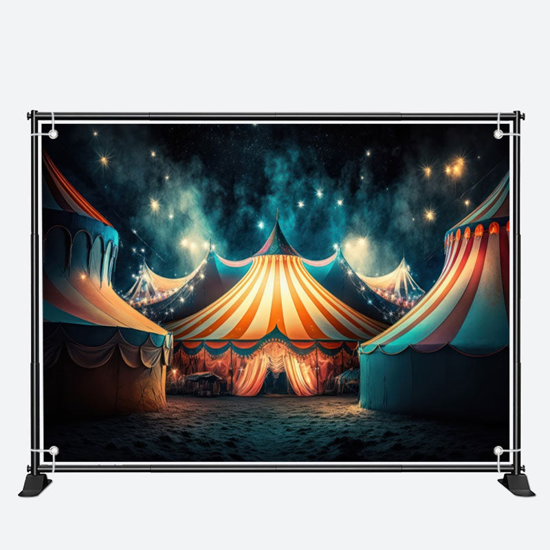 Aperturee - Circus Tents Smoke Star Night Birthday Backdrop