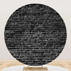 Aperturee - Classic Black Brick Wall Round Backdrop For Birthday