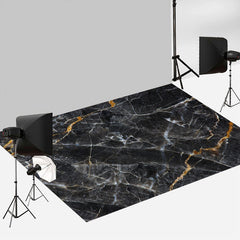 Aperturee - Classic Black Crack Marble Texture Rubber Floor Mat