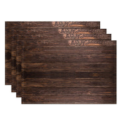 Aperturee - Classic Dark Brown Wooden Wall Set Of 4 Placemats